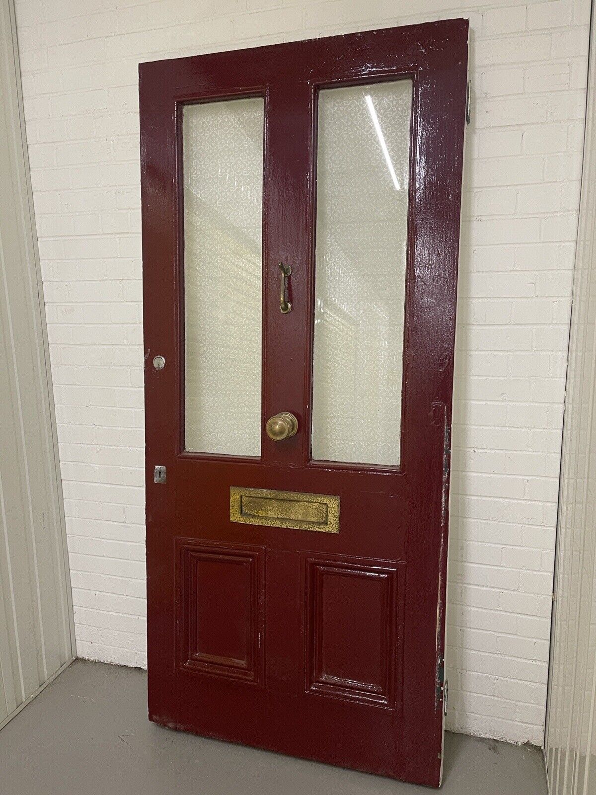 Reclaimed Old Victorian Wooden Panel Front Door Etched Glass 2170 or 2175 x 990