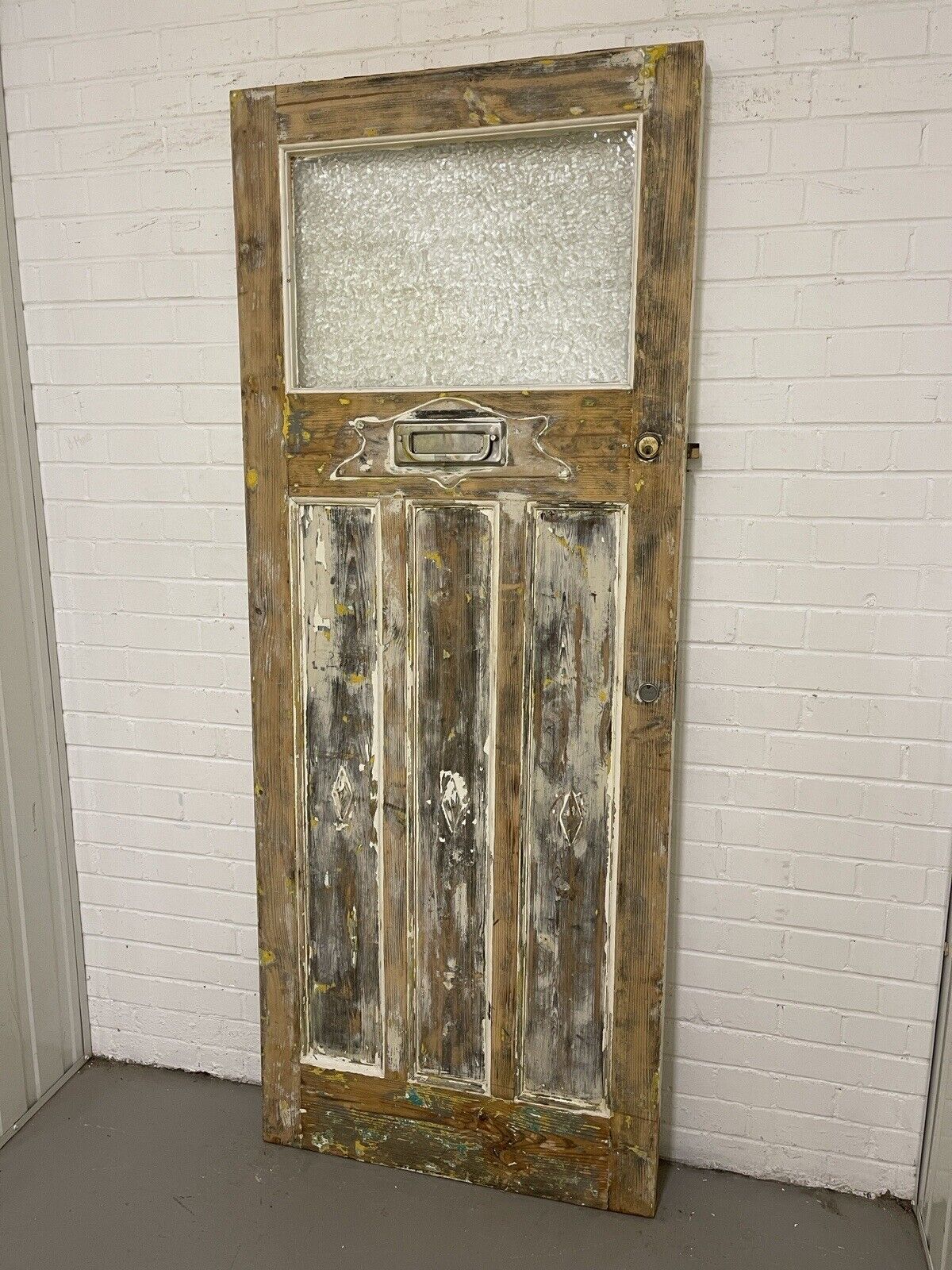 Reclaimed Old Edwardian Arts Crafts Wooden Panel Front Door 2025mm x 807mm