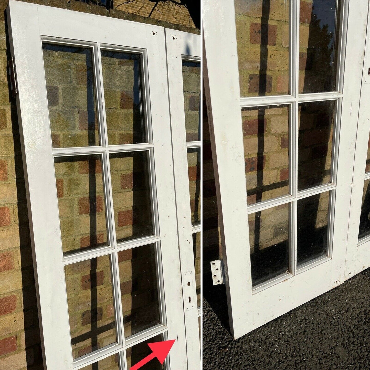 Reclaimed French Single Panel Glass Wooden Double Doors 1980 x 1105mm