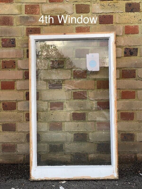 Job Lot Of Reclaimed Old Wooden Panel Sash Windows Cylinder Wavy Glass X 10