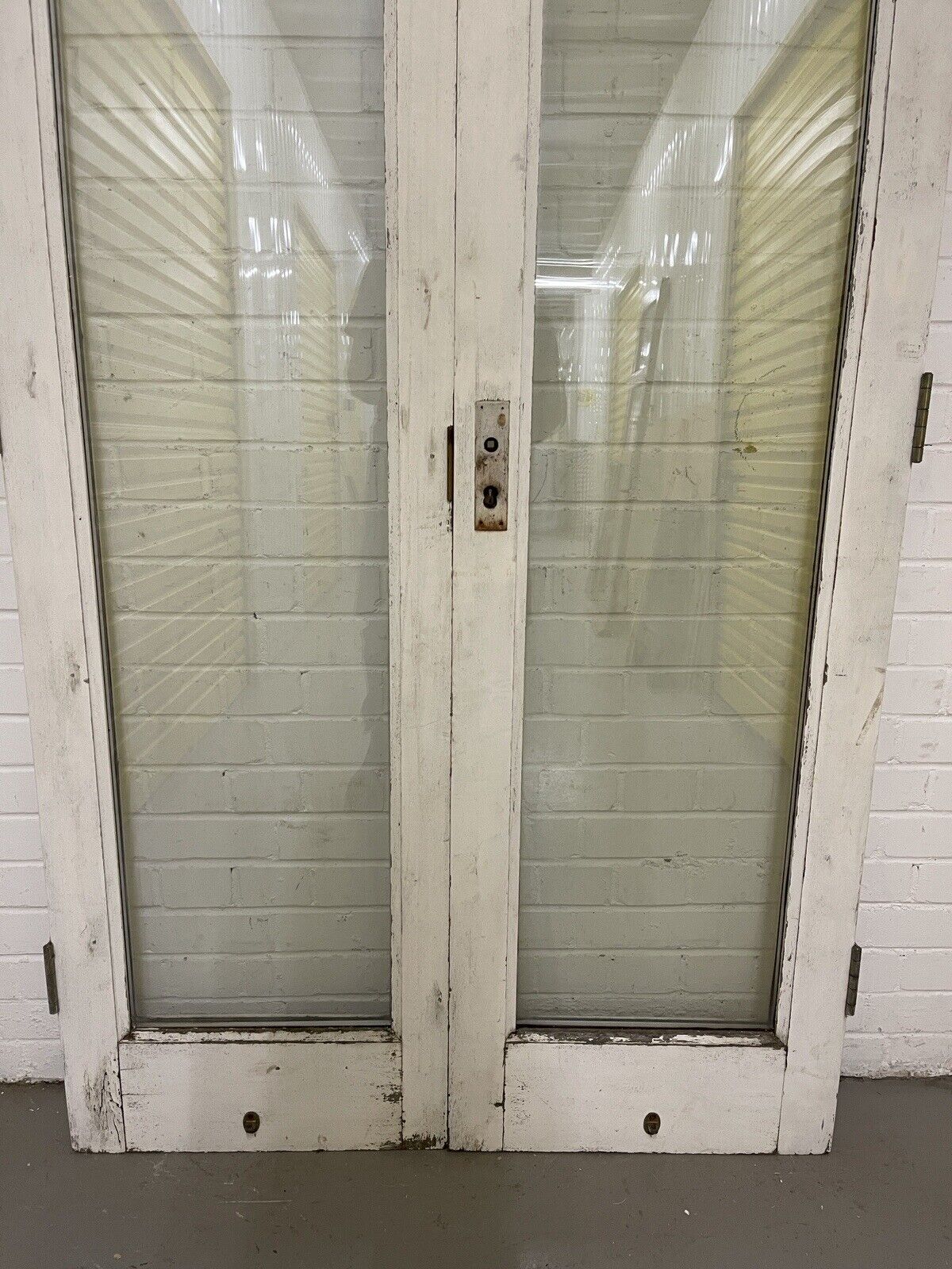 Reclaimed Old French Double Glazed Glass Wooden Double Doors 2005 x 1110mm