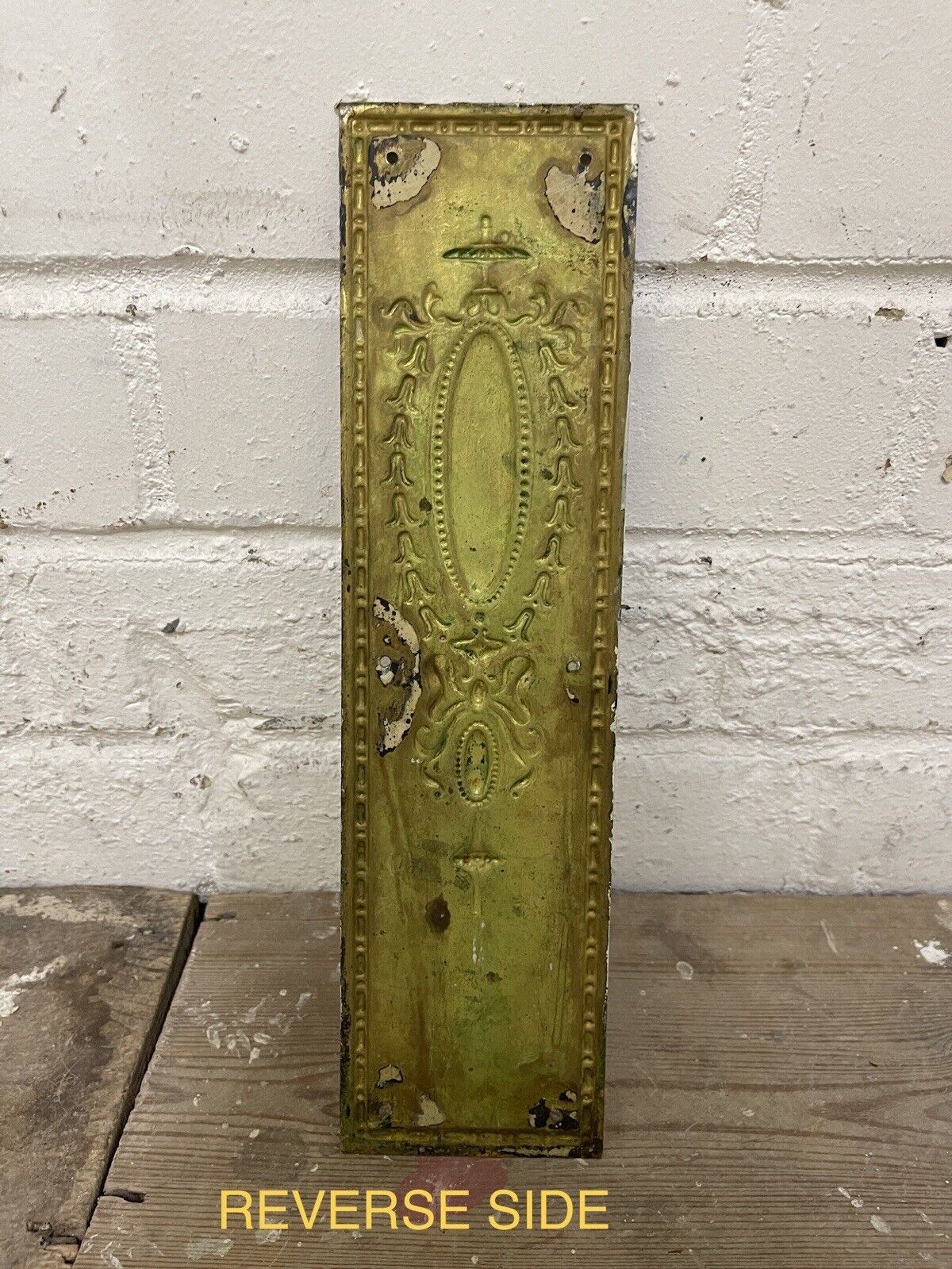 Reclaimed Brass Art Nouveau Embossed Finger Plate Push Door Handle No. RD533873