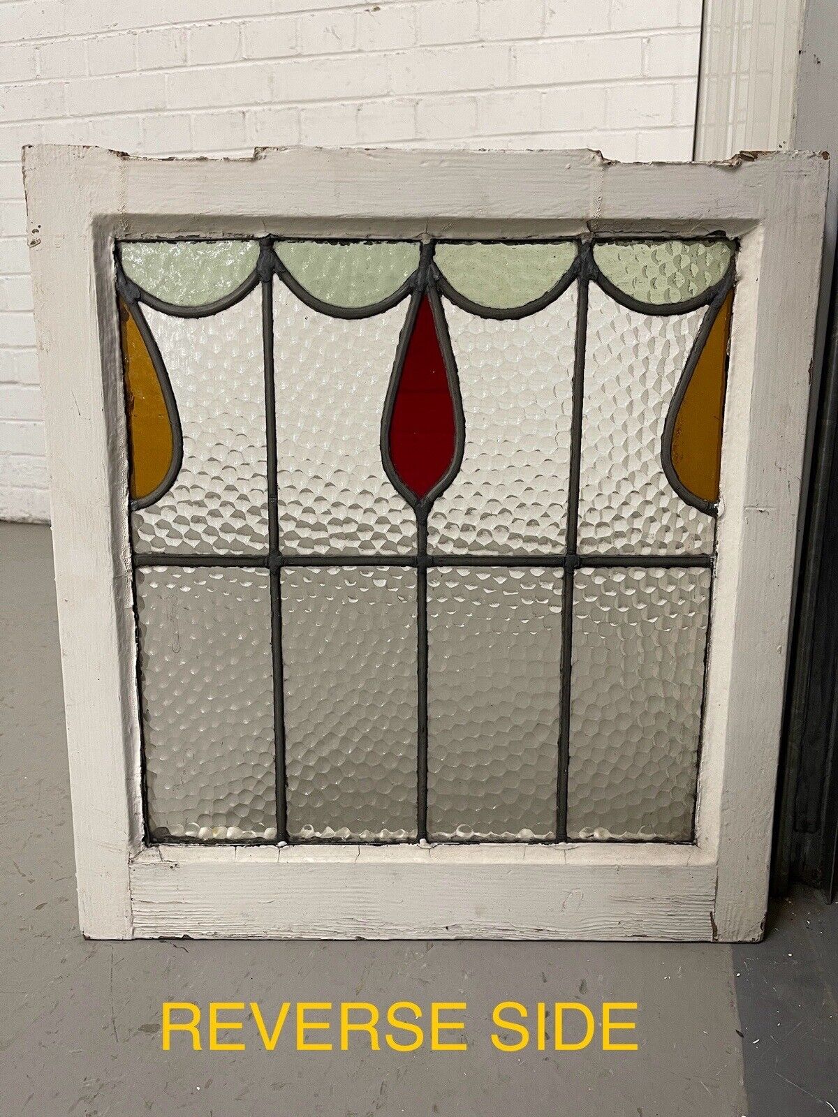 Reclaimed Leaded Light Stained Glass Window Panel 465 x 500mm
