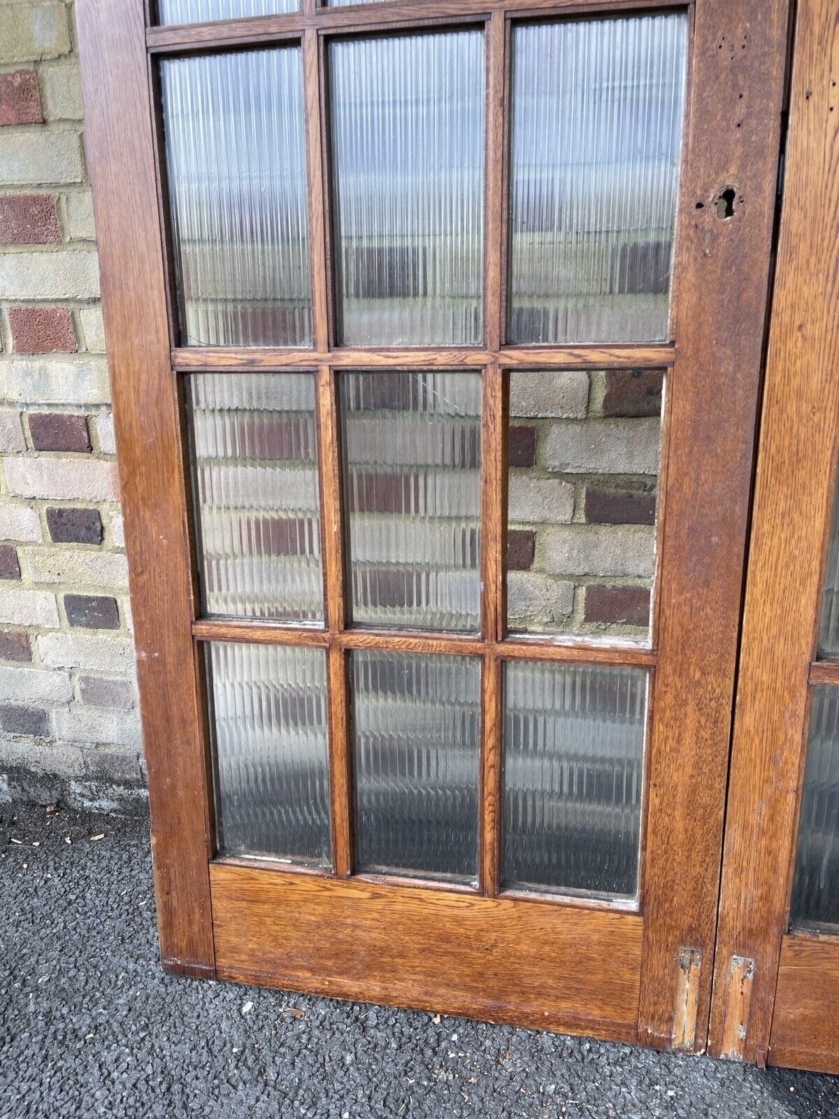 Reclaimed Georgian French Reeded Glass Wooden Double Doors 1980 x 1505mm