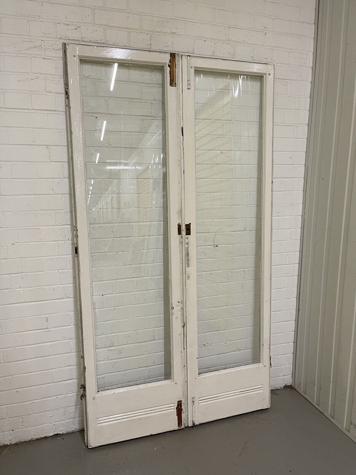 Reclaimed Old French Single Panel Glass Wooden Double Doors 1965 x 1170mm