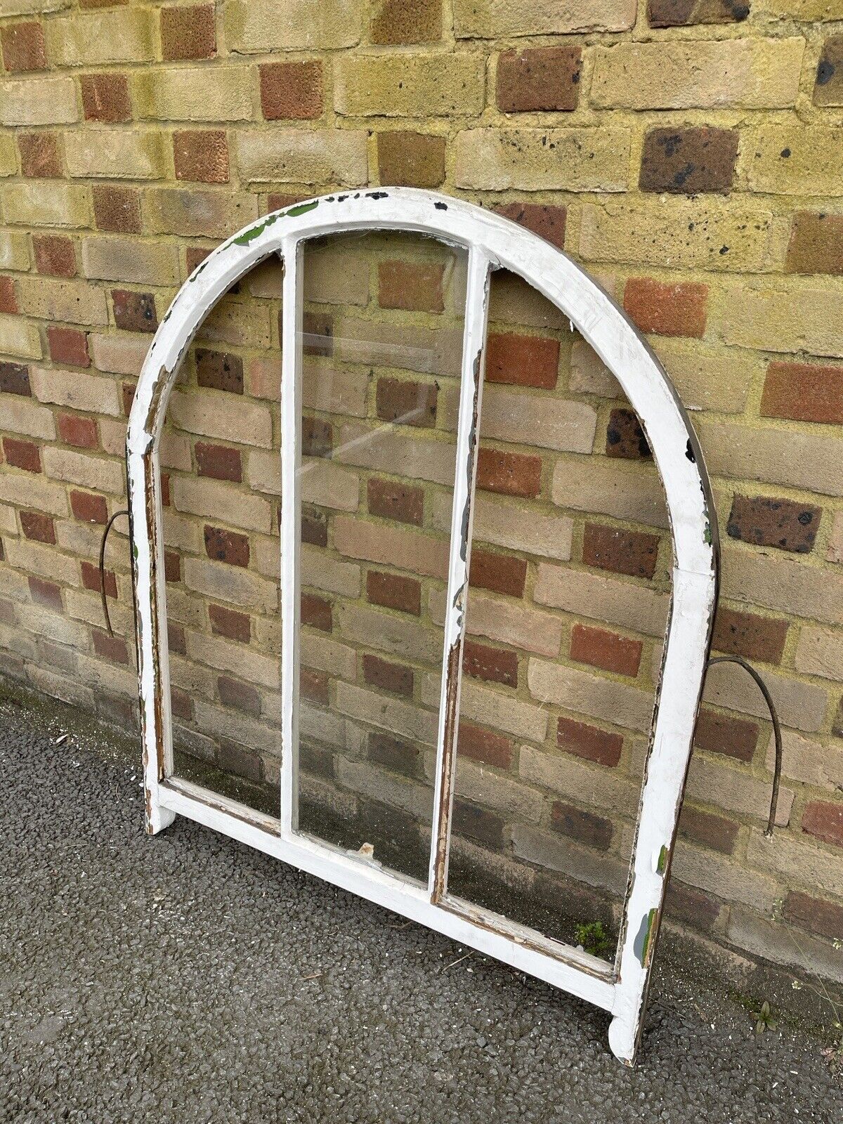 Reclaimed Old Victorian Edwardian Arch Panel Wooden Sash Window 963 x 1063mm