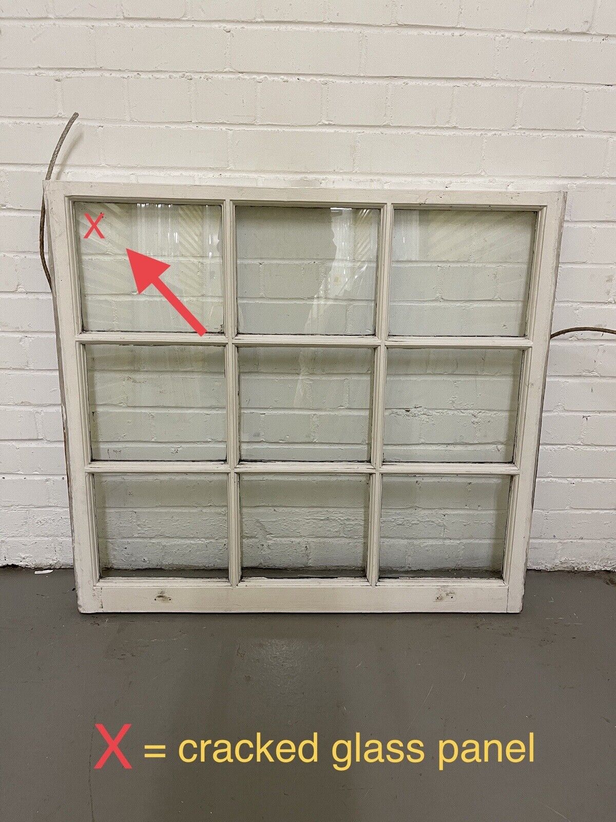 Reclaimed Old Georgian 9 Panel Wooden Window 911 x 830mm