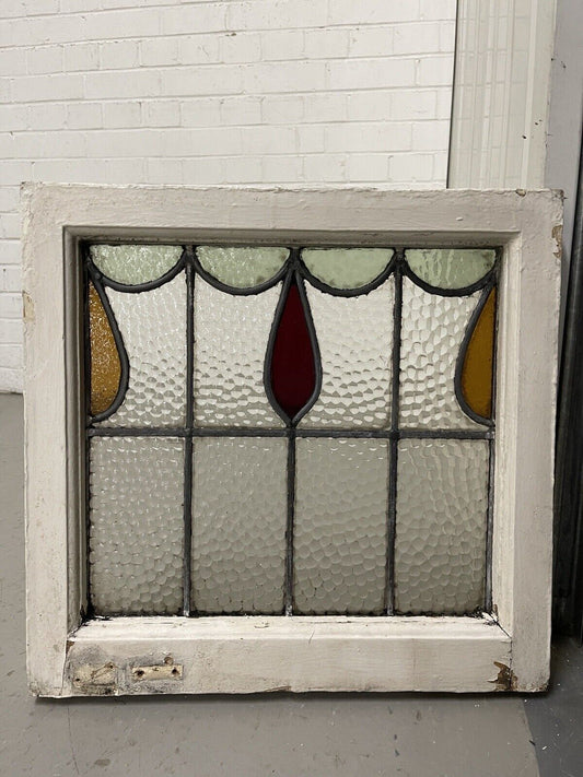 Reclaimed Leaded Light Stained Glass Window Panel 468 x 450mm