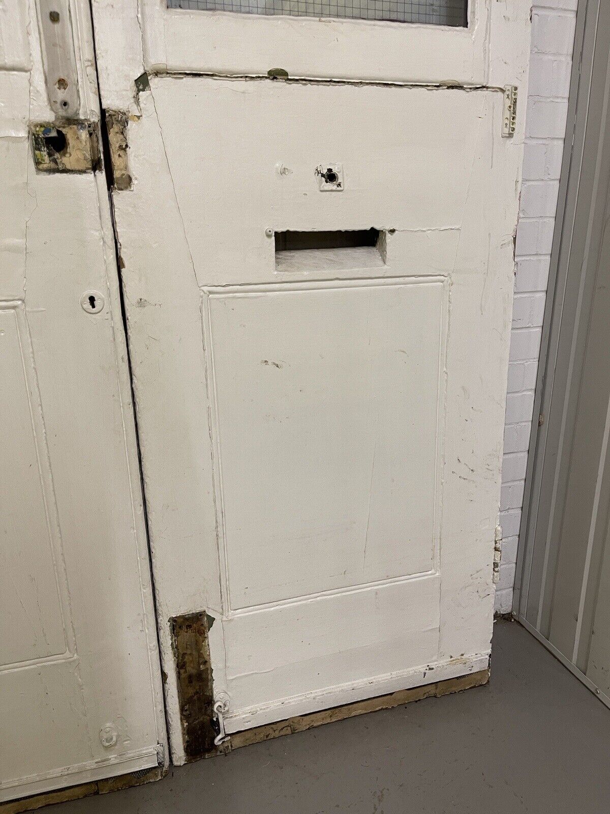 Reclaimed Old Large French Safety Glass Wooden Double Doors 2430 x 1430mm