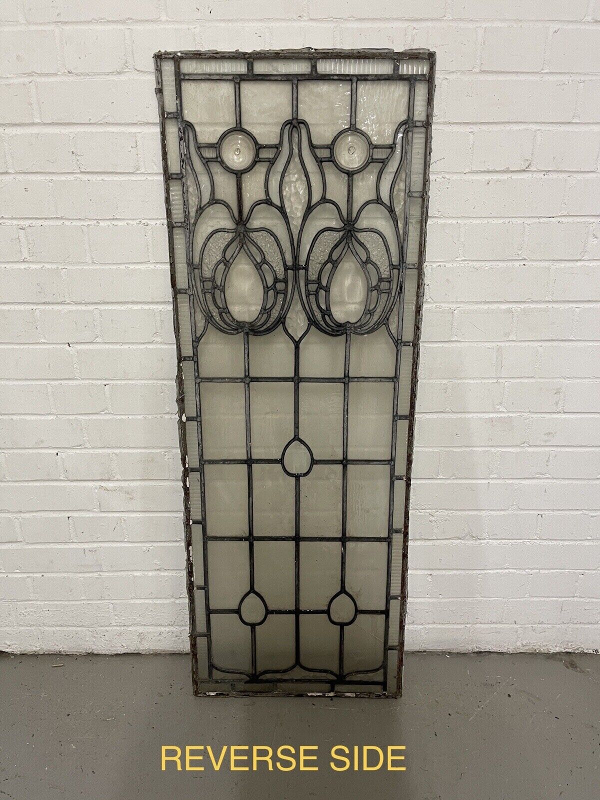 Four Reclaimed Leaded Light Stained Glass Art Nouveau Window Panel 1270 x 460mm