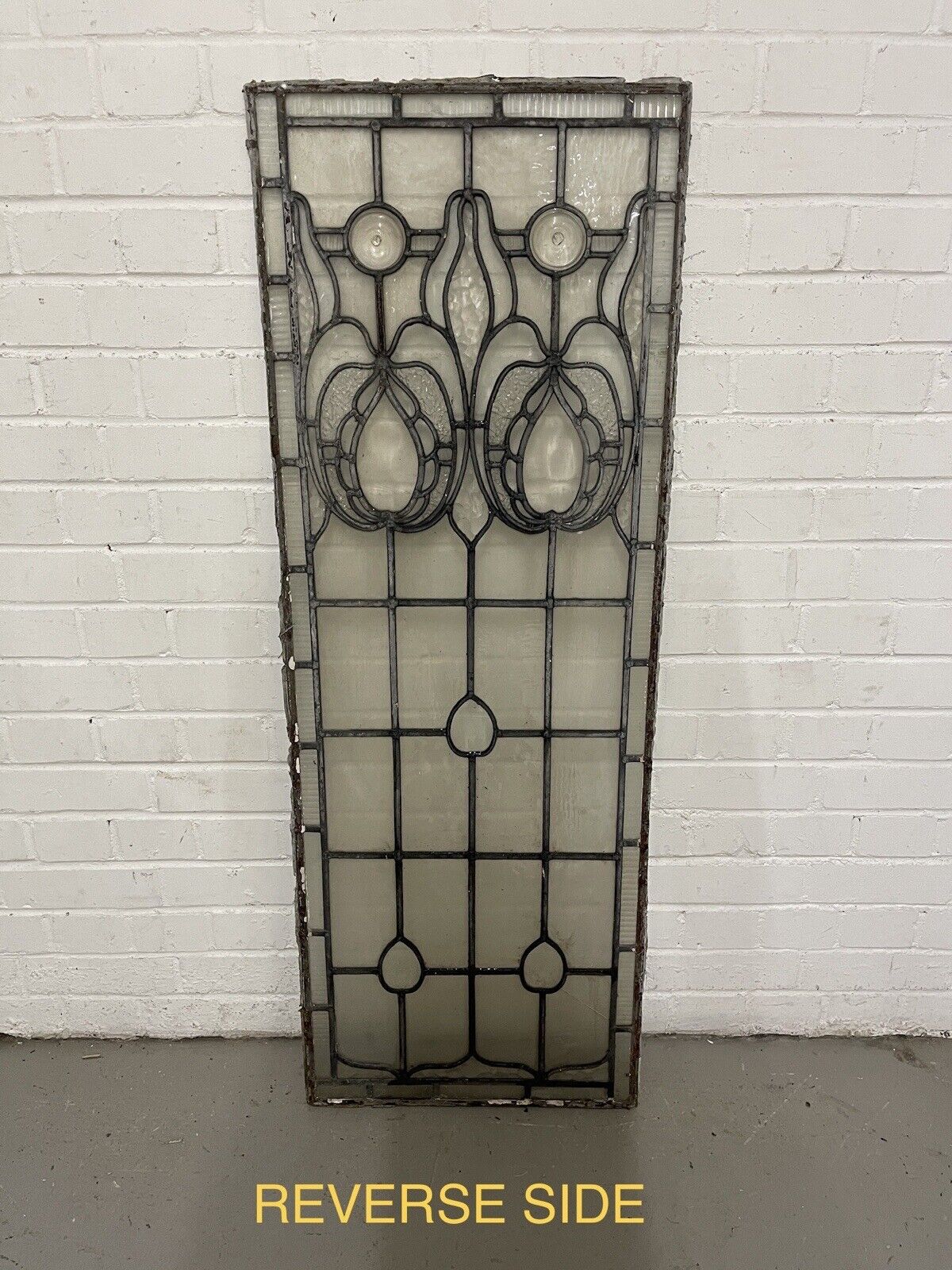 Four Reclaimed Leaded Light Stained Glass Art Nouveau Window Panel 1270 x 460mm