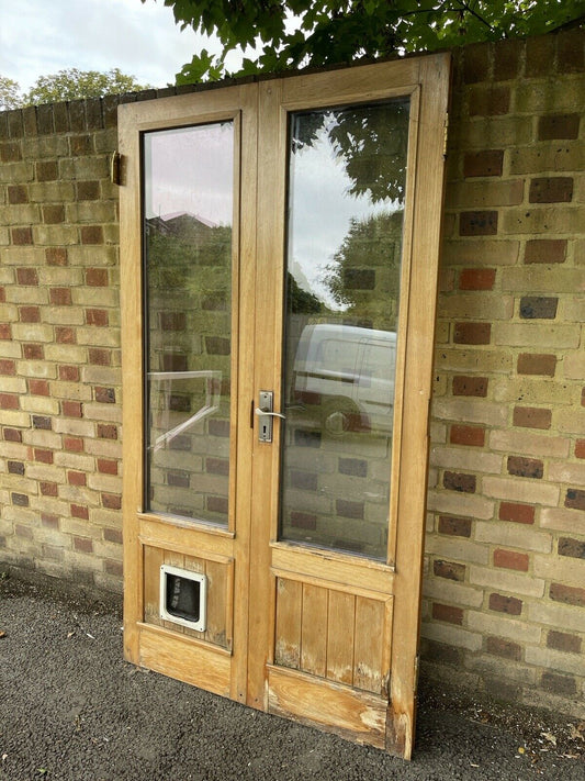 Reclaimed French Double Glazed Wooden Inter-locking Double Doors 1980 x 1105mm