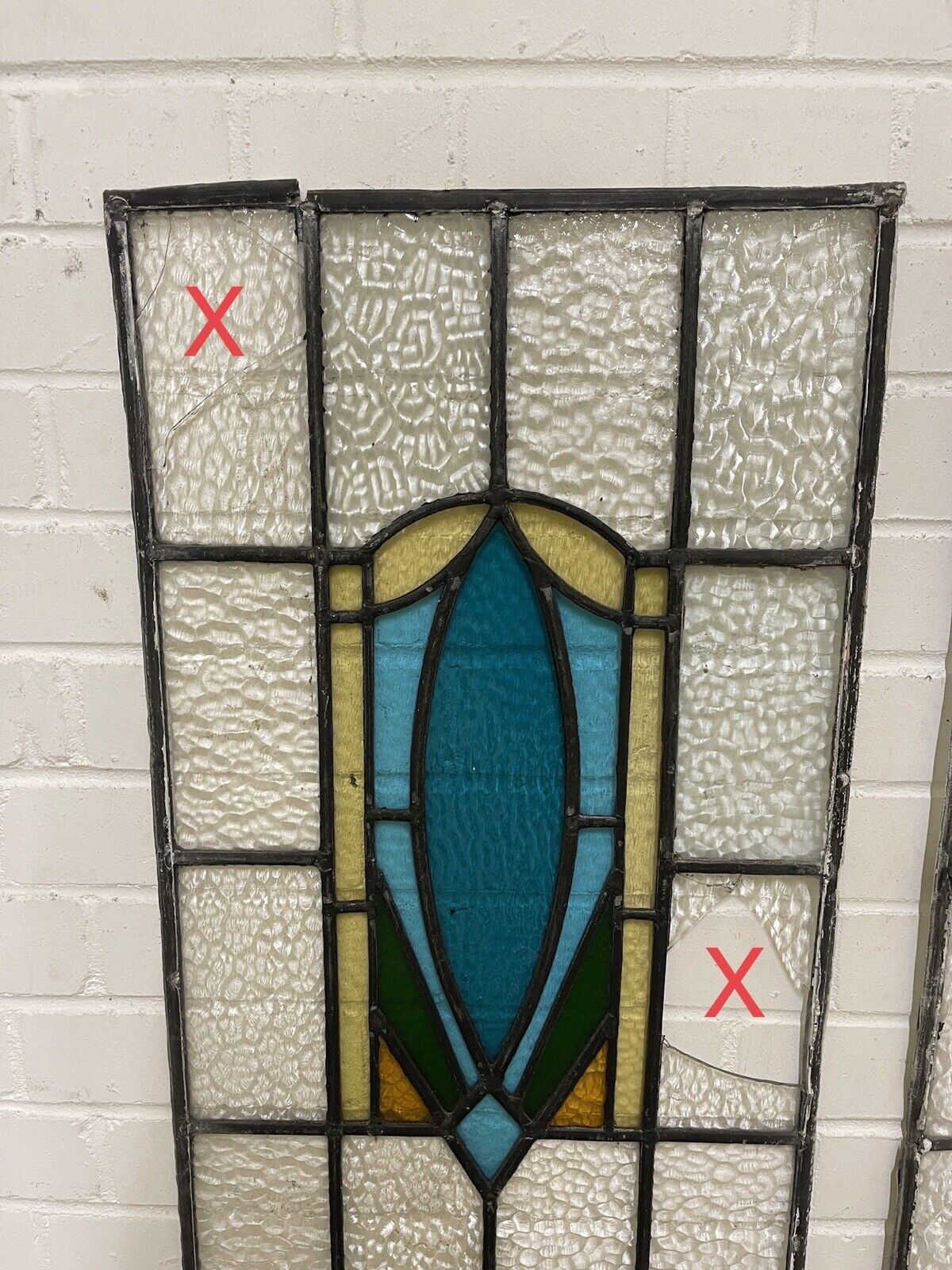 Reclaimed Art Nouveau Leaded Light Stained Glass Surround Panels