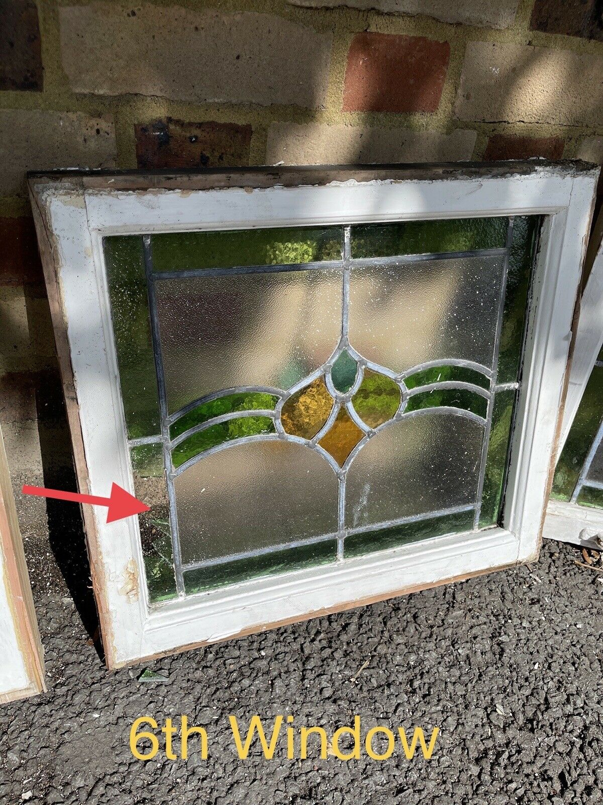 Seven Reclaimed Leaded Light Stained Glass Art Nouveau Wooden Window Panels