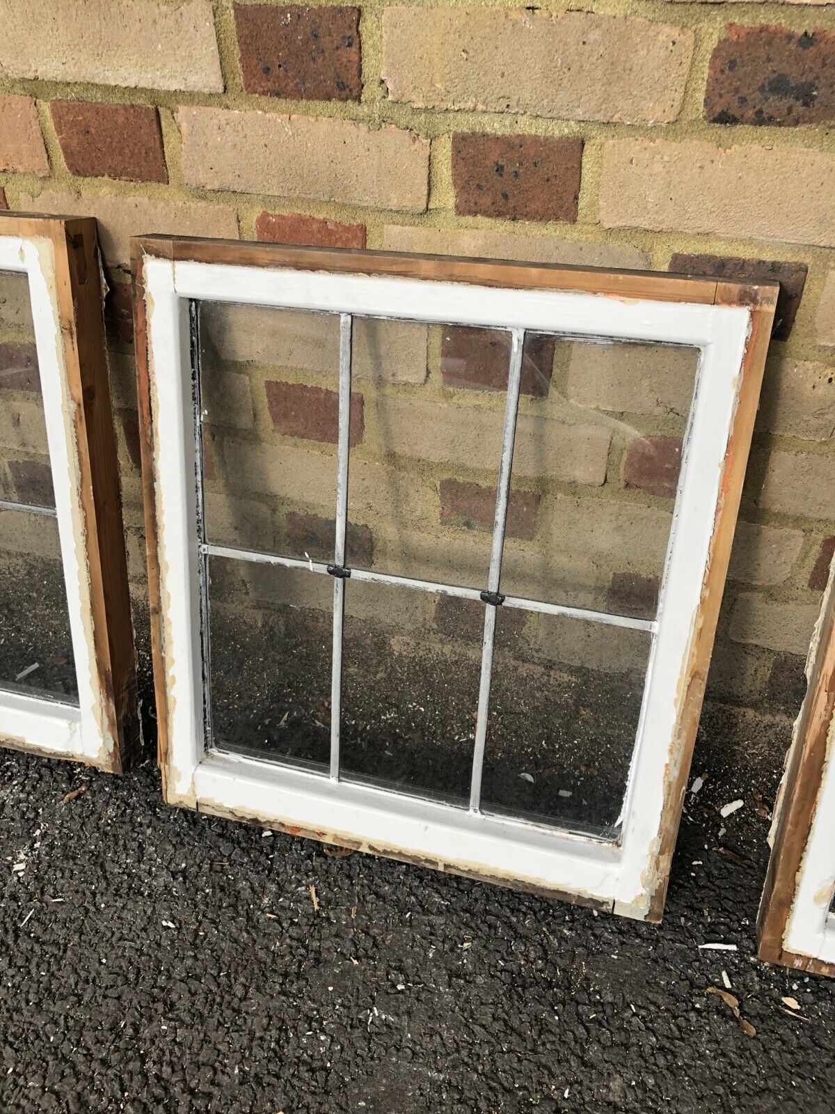 Job Lot Of 5 Reclaimed Leaded Light Panel Wooden Windows