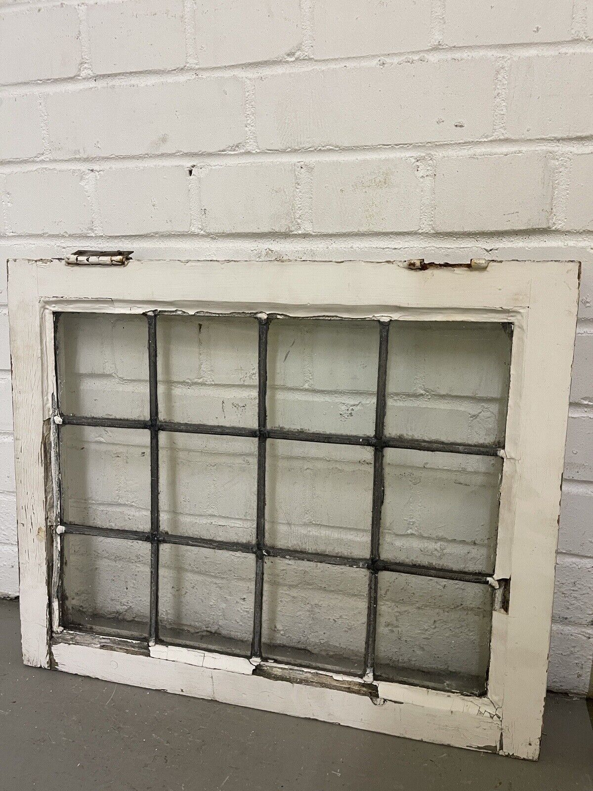 Pair Of Reclaimed Leaded Light Panel Wooden Windows 450 x 555mm 450 x 555mm