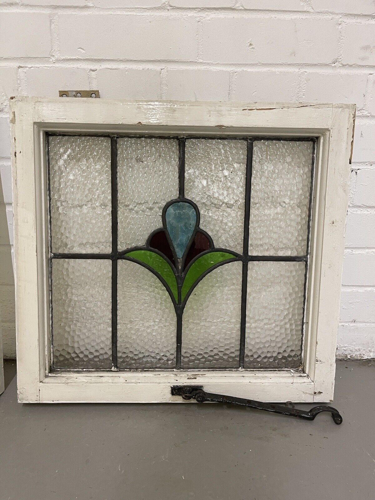 Reclaimed Leaded Light Stained Glass Art Nouveau Wooden Window Panel