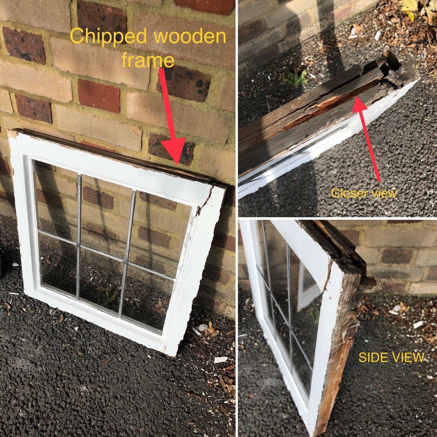 Job Lot Of 5 Reclaimed Leaded Light Panel Wooden Windows