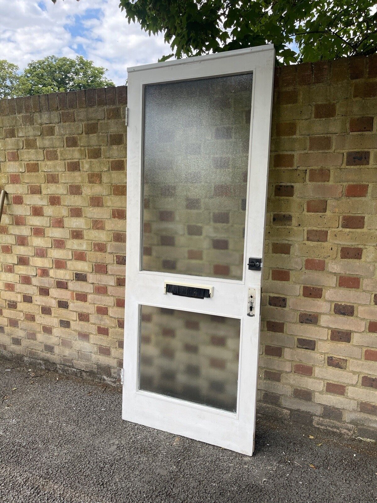 Reclaimed Old Single panel Glass Wooden Door Side Back Door 2090 x 832mm