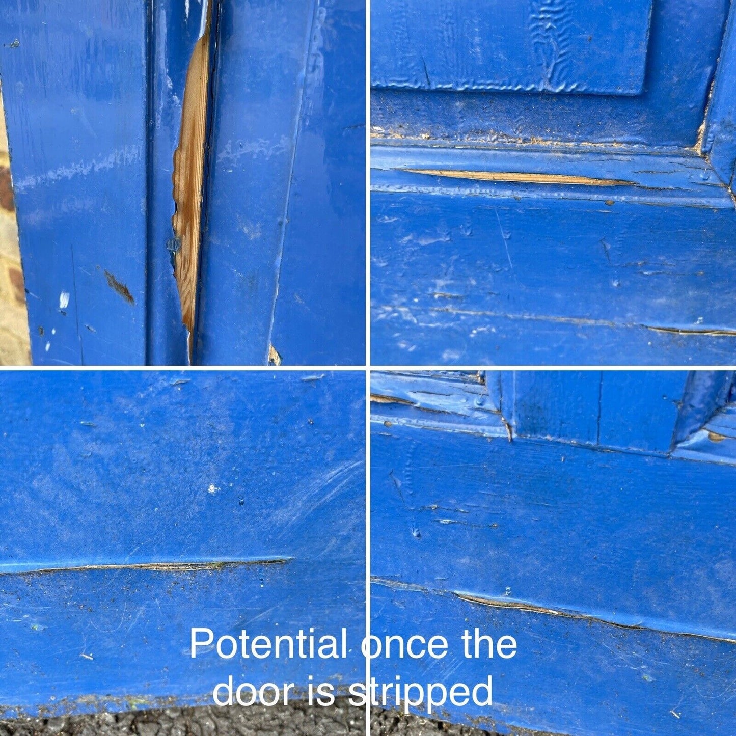 Reclaimed Old Edwardian Victorian Wooden Panel Front Door Stained 2035mm x 812mm