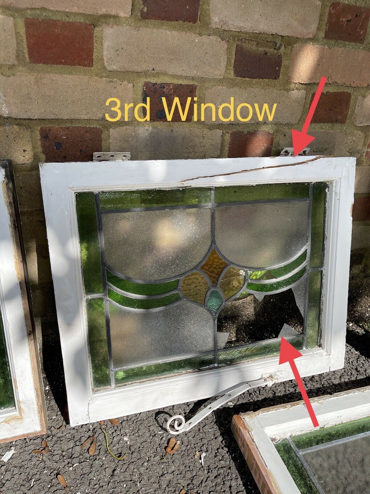 Seven Reclaimed Leaded Light Stained Glass Art Nouveau Wooden Window Panels