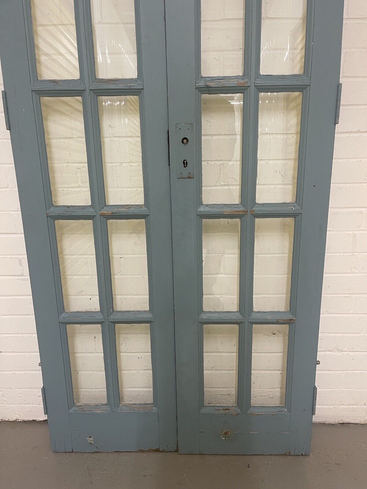 Reclaimed French Georgian Single Panel Glass Wooden Double Doors 1980 x 912mm