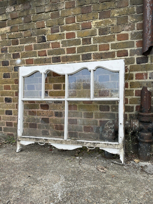 Reclaimed Old Edwardian Arch Panel Wooden Sash Window Rare Wood Carving