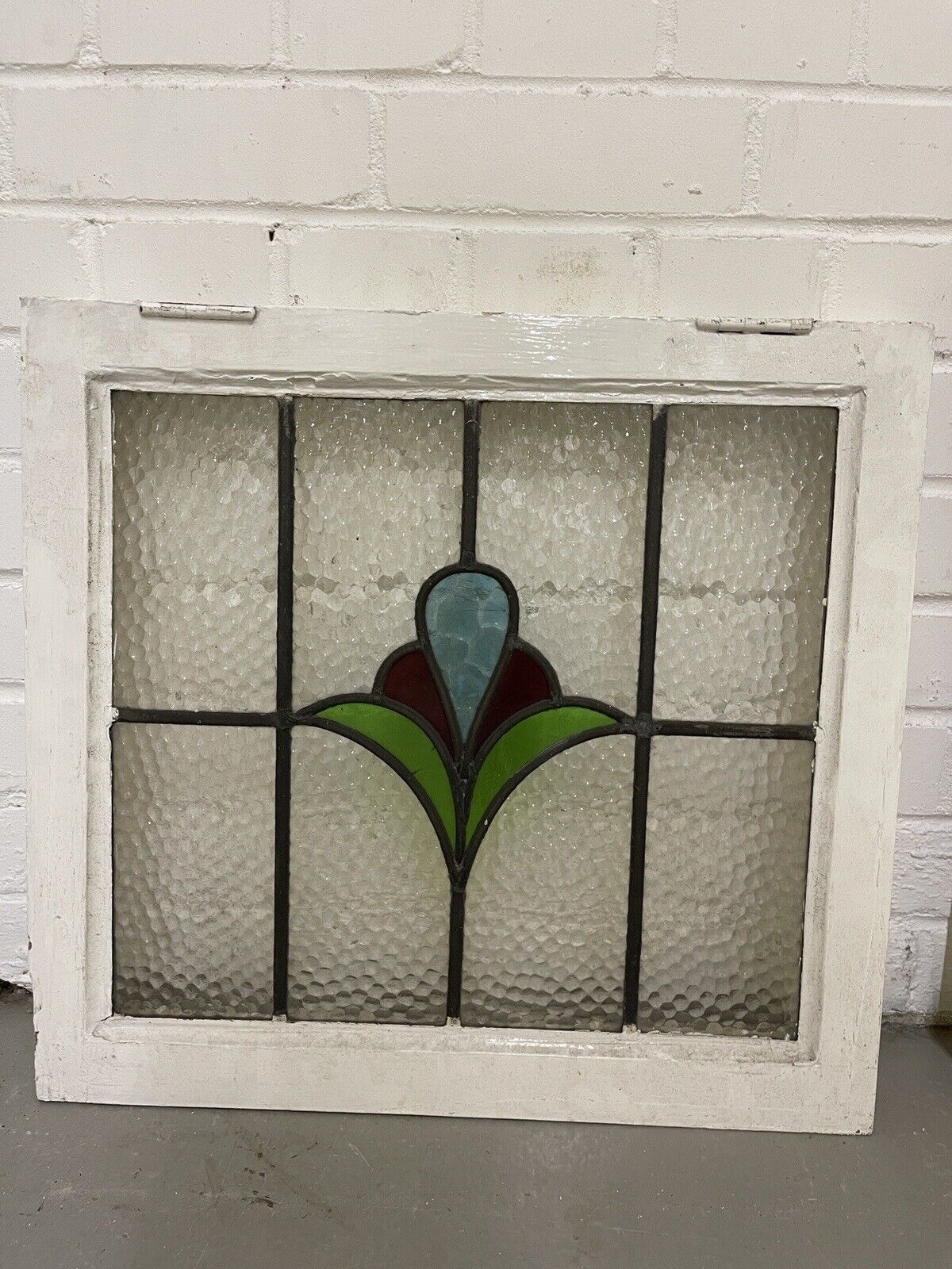 Reclaimed Leaded Light Stained Glass Art Nouveau Wooden Window Panel