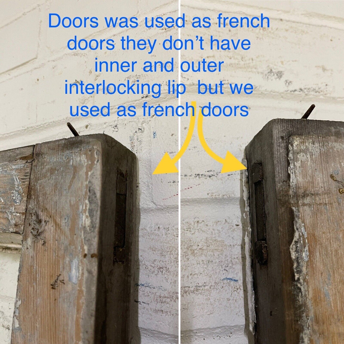 Reclaimed Georgian French Single Panel Glass Wooden Double Doors 2040 x 1245mm