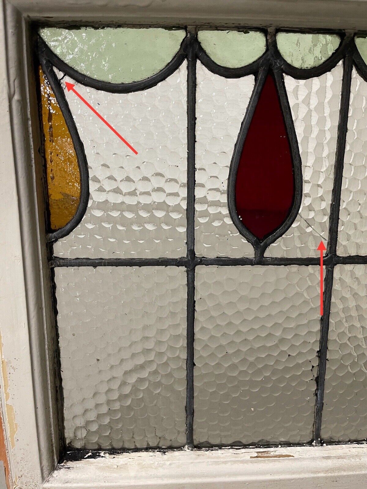 Reclaimed Leaded Light Stained Glass Window Panel 430 x 455mm