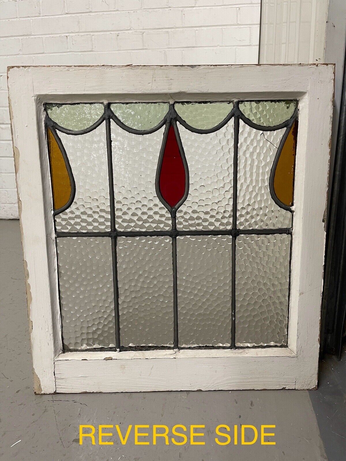 Reclaimed Leaded Light Stained Glass Window Panel 470 x 505mm