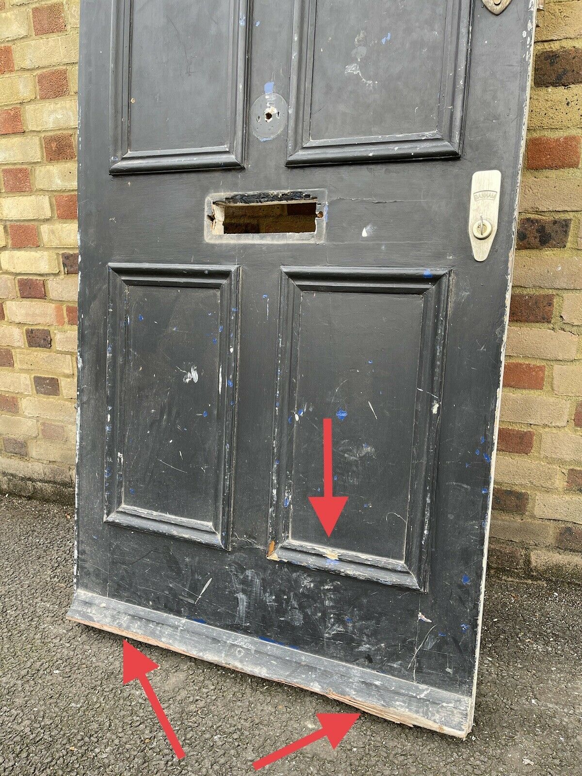 Reclaimed Old Edwardian Victorian Wooden Panel Front Door 2130mm x 910mm