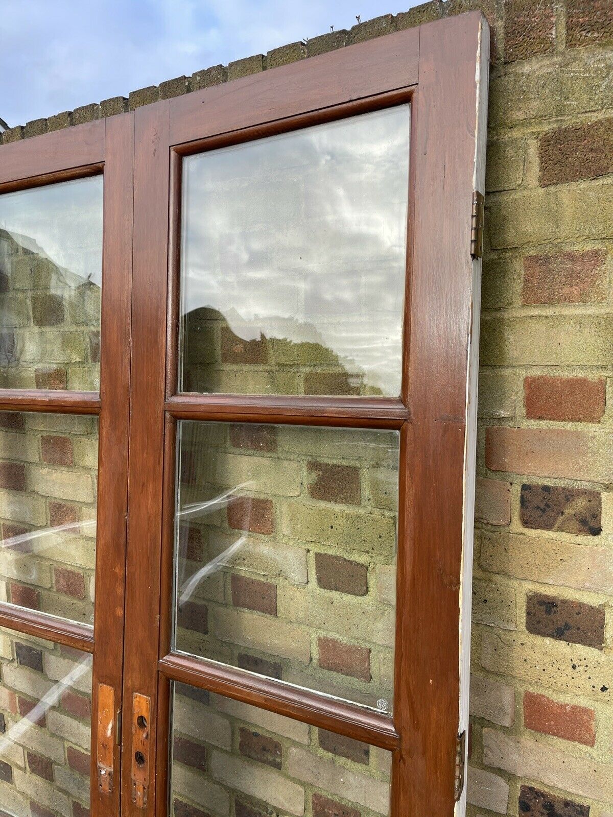 Reclaimed French Double Glazed Wooden Inter-locking Double Doors 1980mm x 1170mm