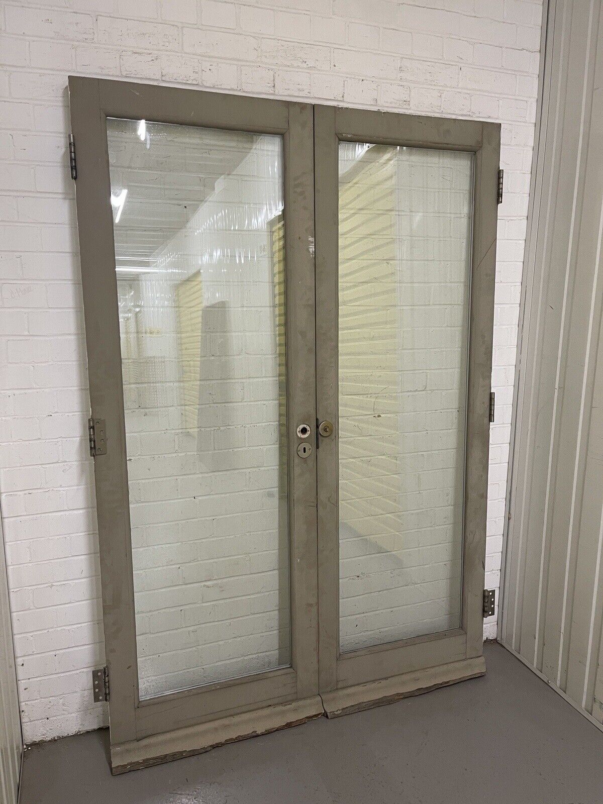 Reclaimed Old French Double Glazed Glass Wooden Double Doors 1355mm x 1980mm