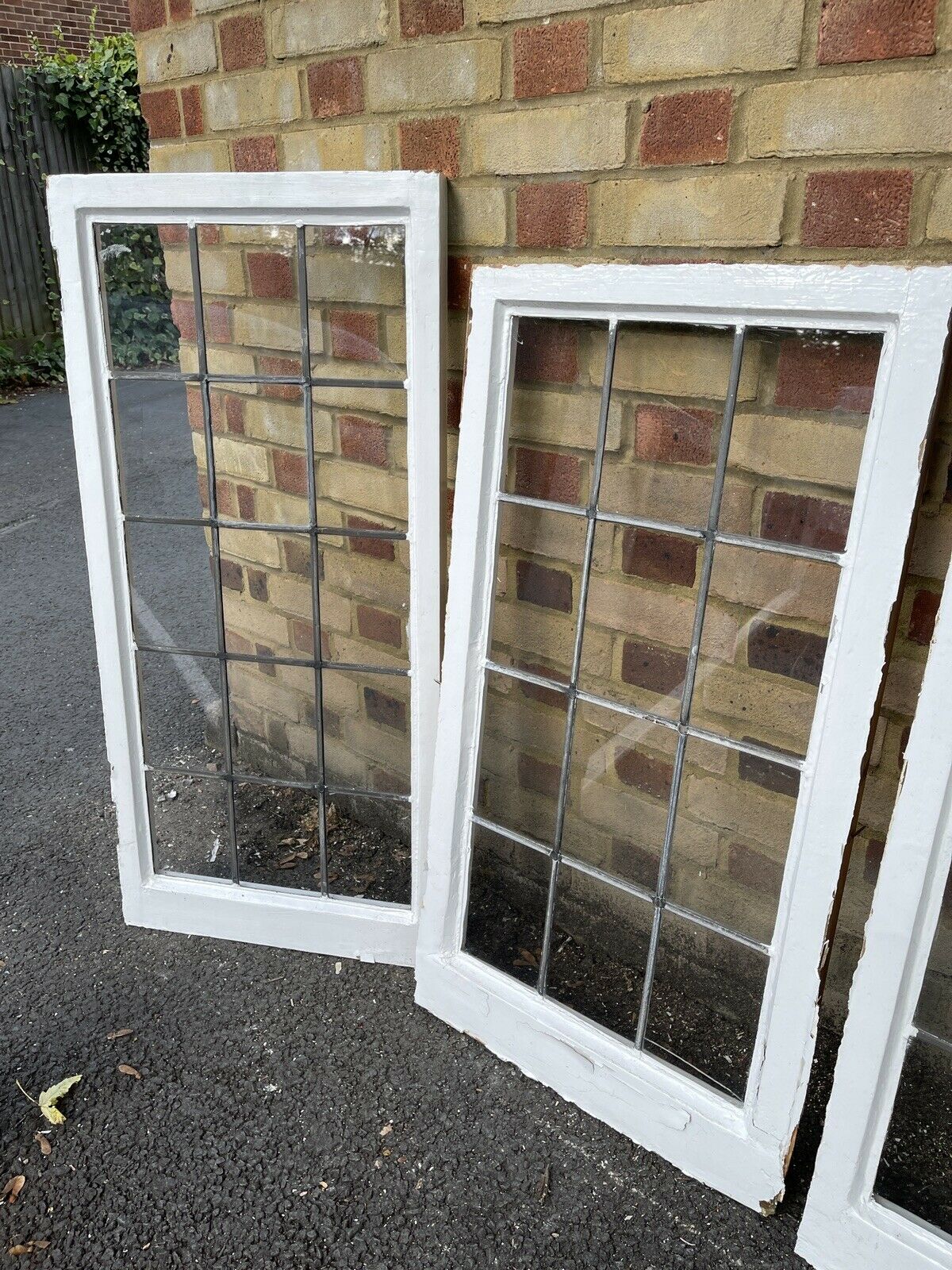 Job Lot Of 6 Reclaimed Leaded Light Panel Wooden Windows