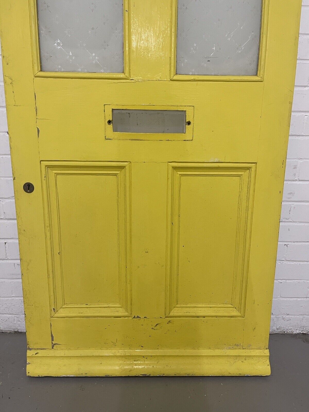 Reclaimed Old Victorian Wooden Panel Front Door Etched Glass 2023mm x 809mm