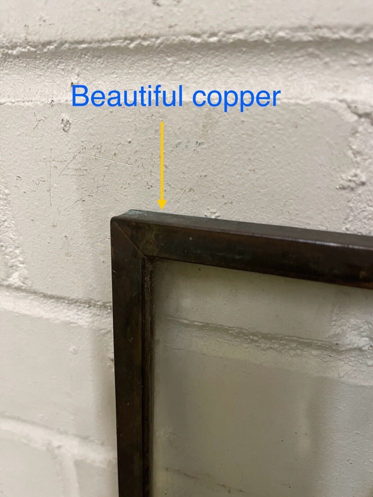 Pair Of Reclaimed Arts & Crafts Copper Window Glass Panes Panels 363mm x 255mm