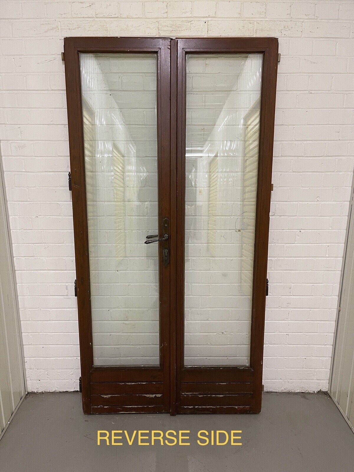 Reclaimed Old French Double Glazed Glass Wooden Double Doors 1923 x 990mm