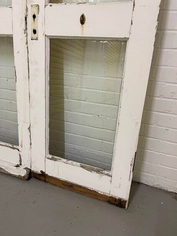 Reclaimed Old French Single Panel Glass Wooden Double Doors 1980 x 1163mm