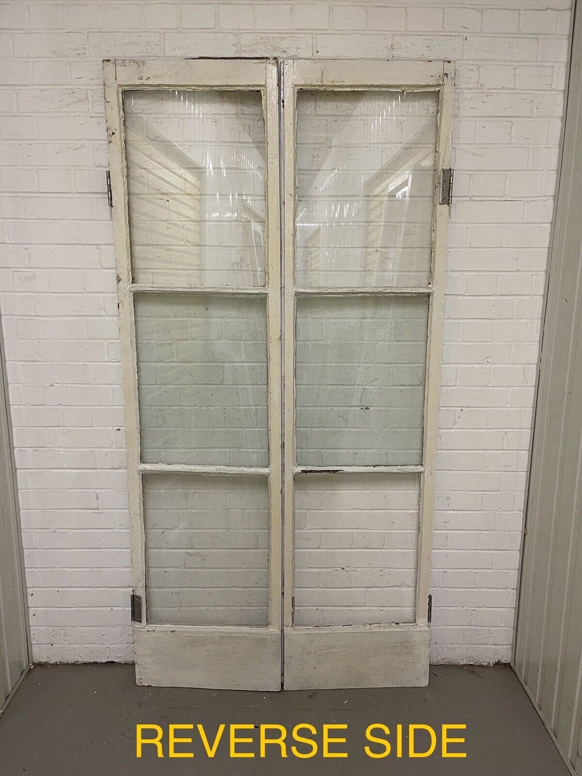 Reclaimed French Single Panel Glass Wooden Double Doors 2065 or 2060 x 1035mm