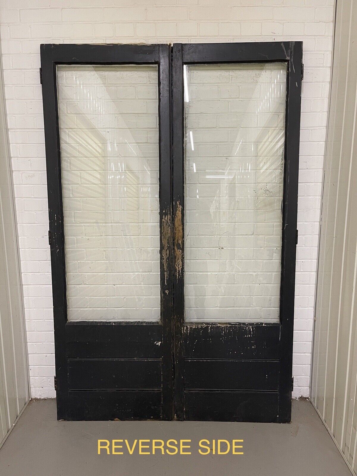 Reclaimed Old French Single Panel Glass Wooden Double Doors 1370 x 2113mm
