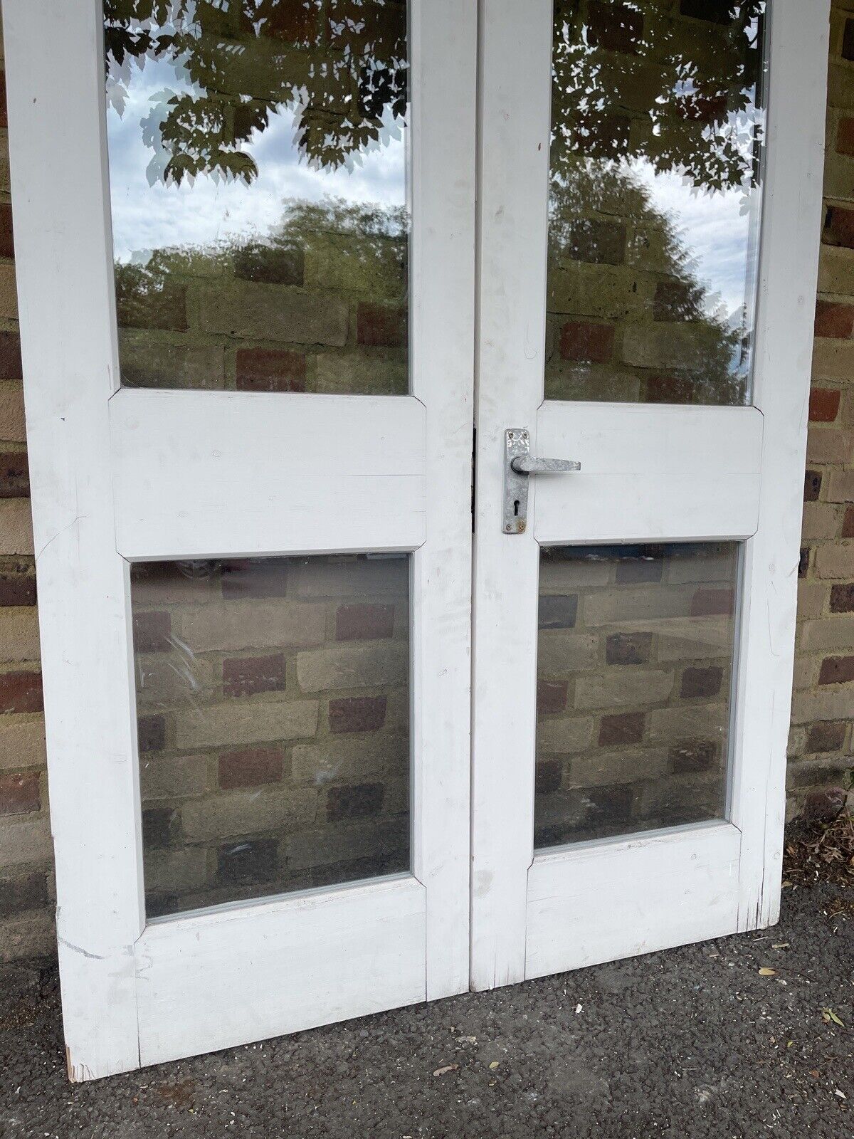 Reclaimed Old French Double Glazed Glass Wooden Double Doors 1970mm x 1190mm