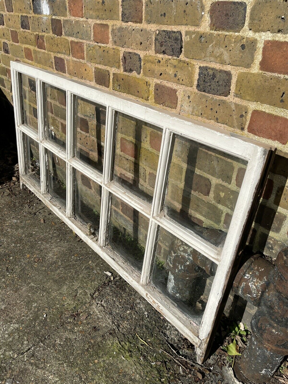 Large Reclaimed Old Georgian 10 Panel Wooden Sash Window