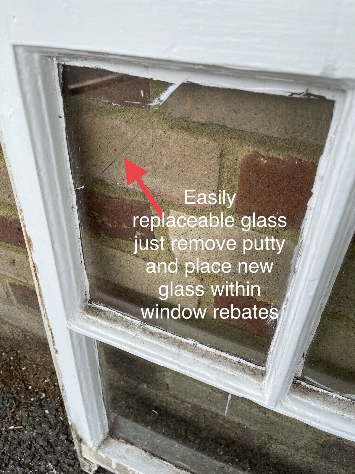 Reclaimed Old Georgian 3 Panel Wooden Sash Window 520 x 705mm