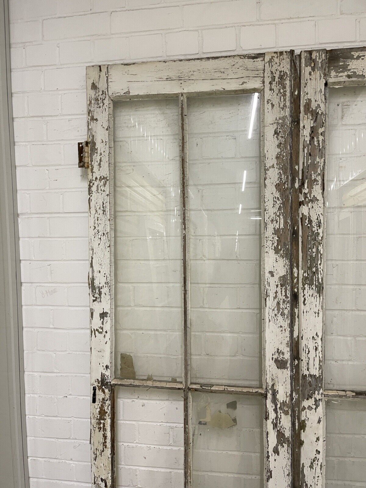 Reclaimed Georgian French Single Panel Glass Wooden Double Doors 2130 x 1210mm