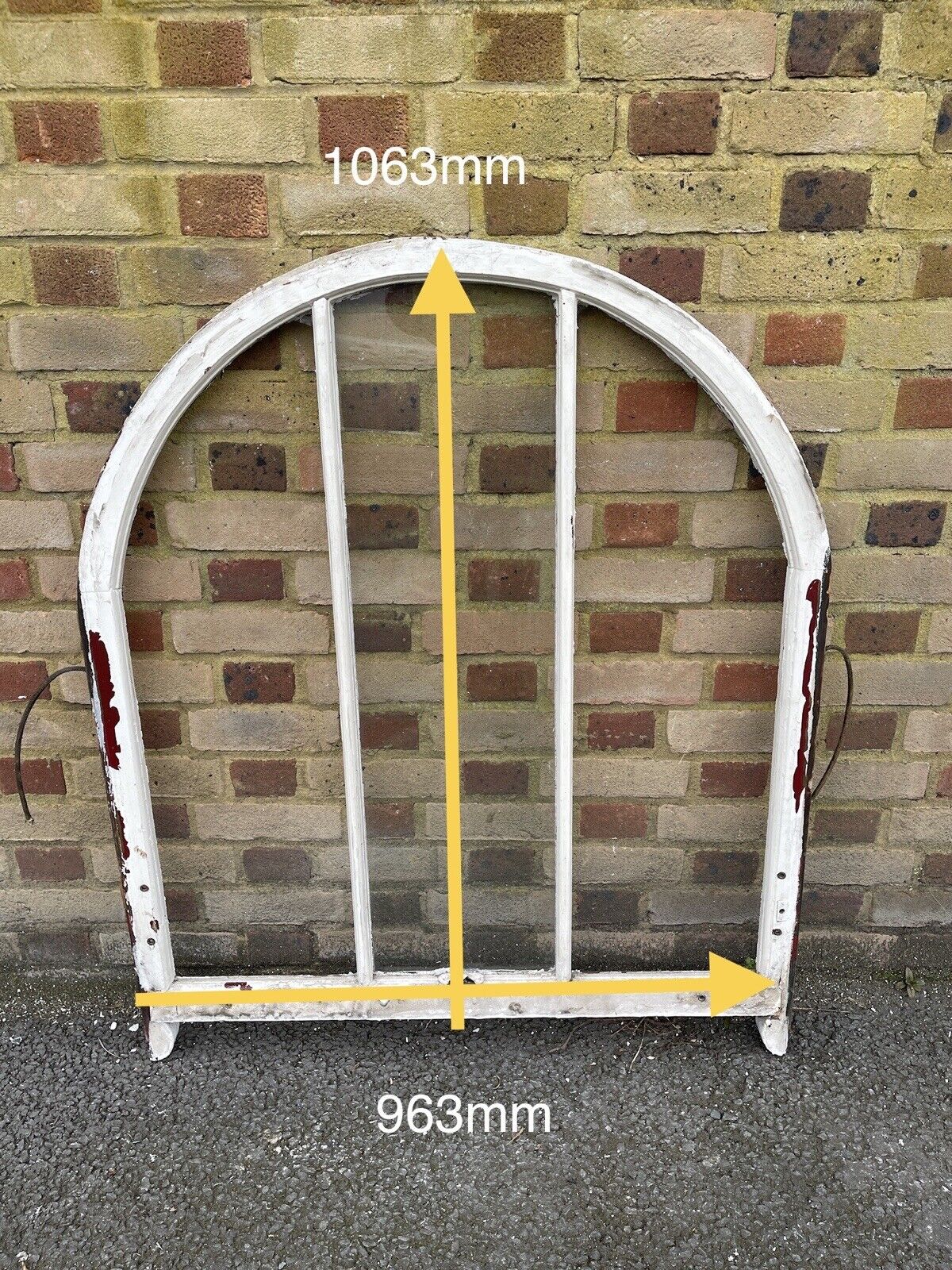 Reclaimed Old Victorian Edwardian Arch Panel Wooden Sash Window 963 x 1063mm
