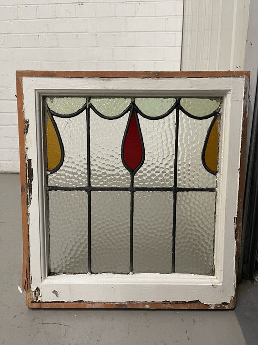 Reclaimed Leaded Light Stained Glass Window Panel 470 x 505mm