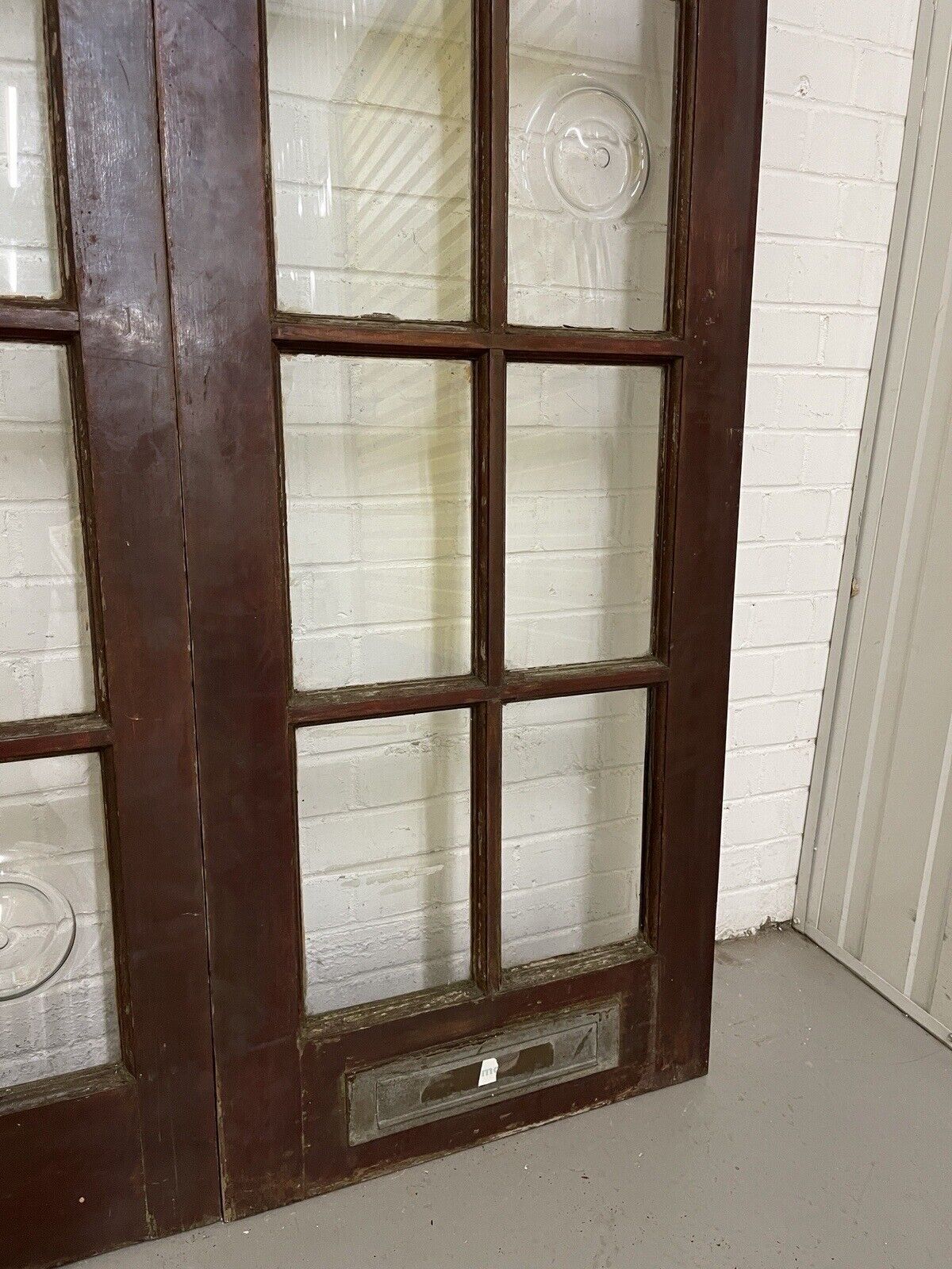 Reclaimed Old French Single Panel Glass Wooden Double Doors 1983 x 1170mm