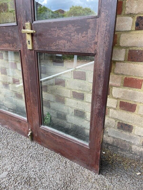 Reclaimed Old French Double Glazed Glass Wooden Double Doors 1160 x 2000mm