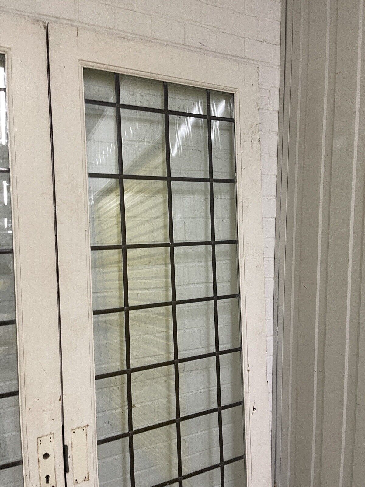 Reclaimed French Double Glazed Leaded Glass Wooden Double Doors 2125 x 1370mm